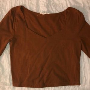 Long sleeve, brown, crop top